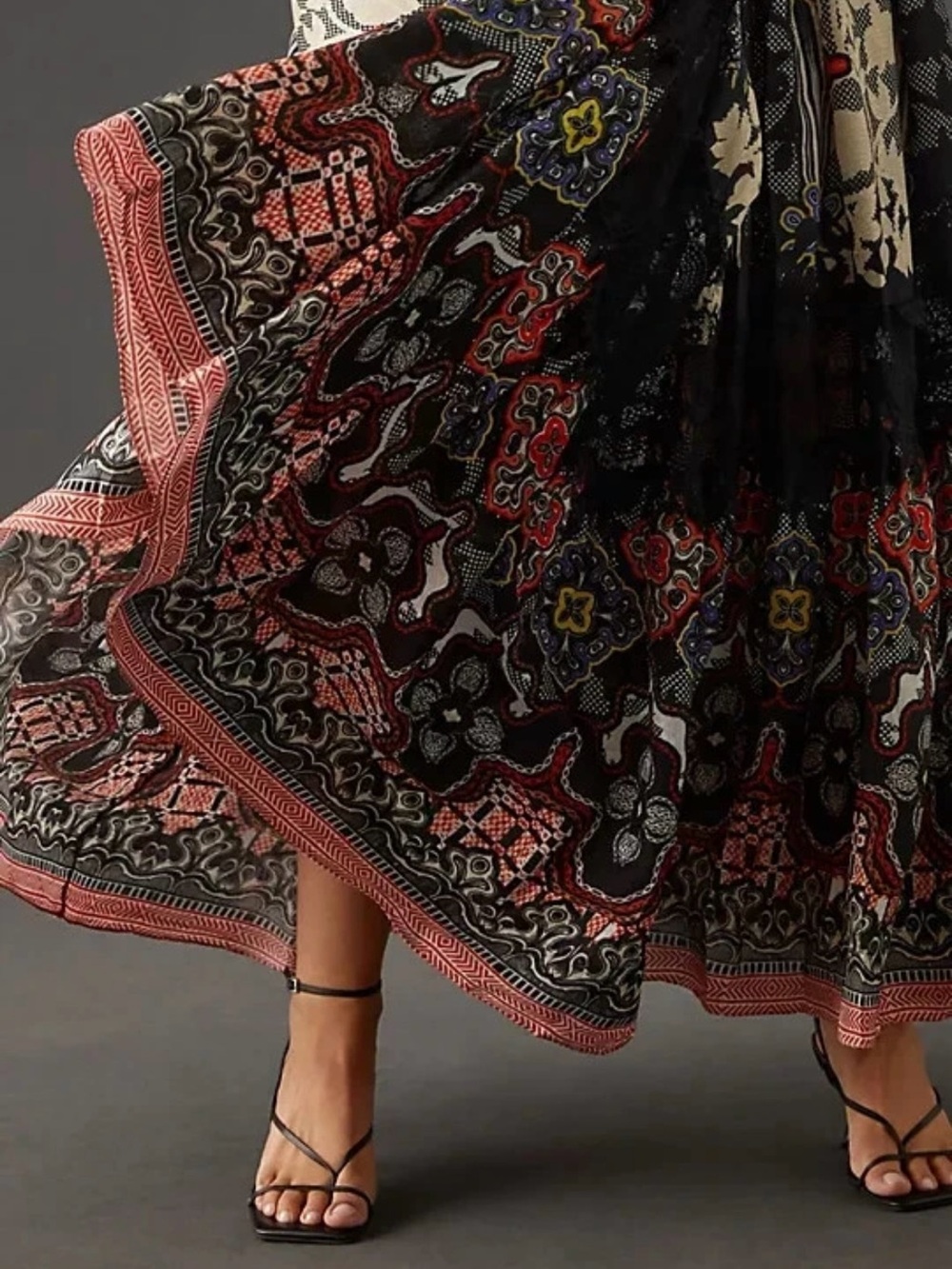 Anthropologie Bhanuni by Jyoti Tiered Maxi Dress Boho Print Size 4 - Picture 6 of 16